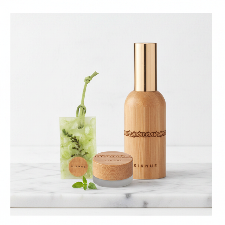 SIKNUE フレグランスデュオ GRASS（草）の香り オードトワレ＆ソリッドパフューム＆ポプリバー 北海道産